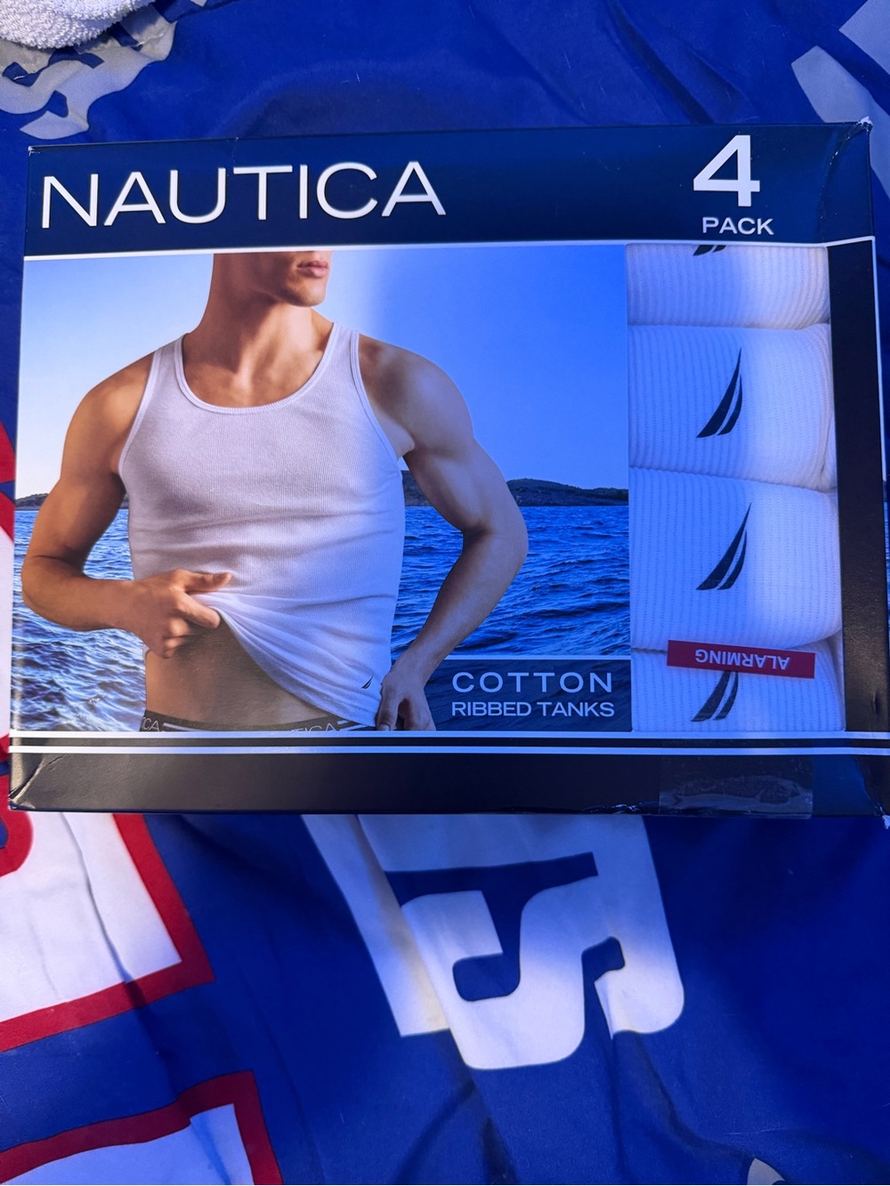 Nautica White Ribbed Cotton Tank Tops - 4 Pack